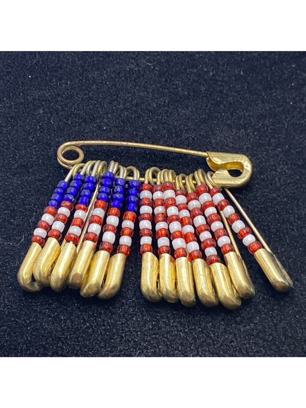 Womens USA July 4th Beaded Lapel Pins Vintage
